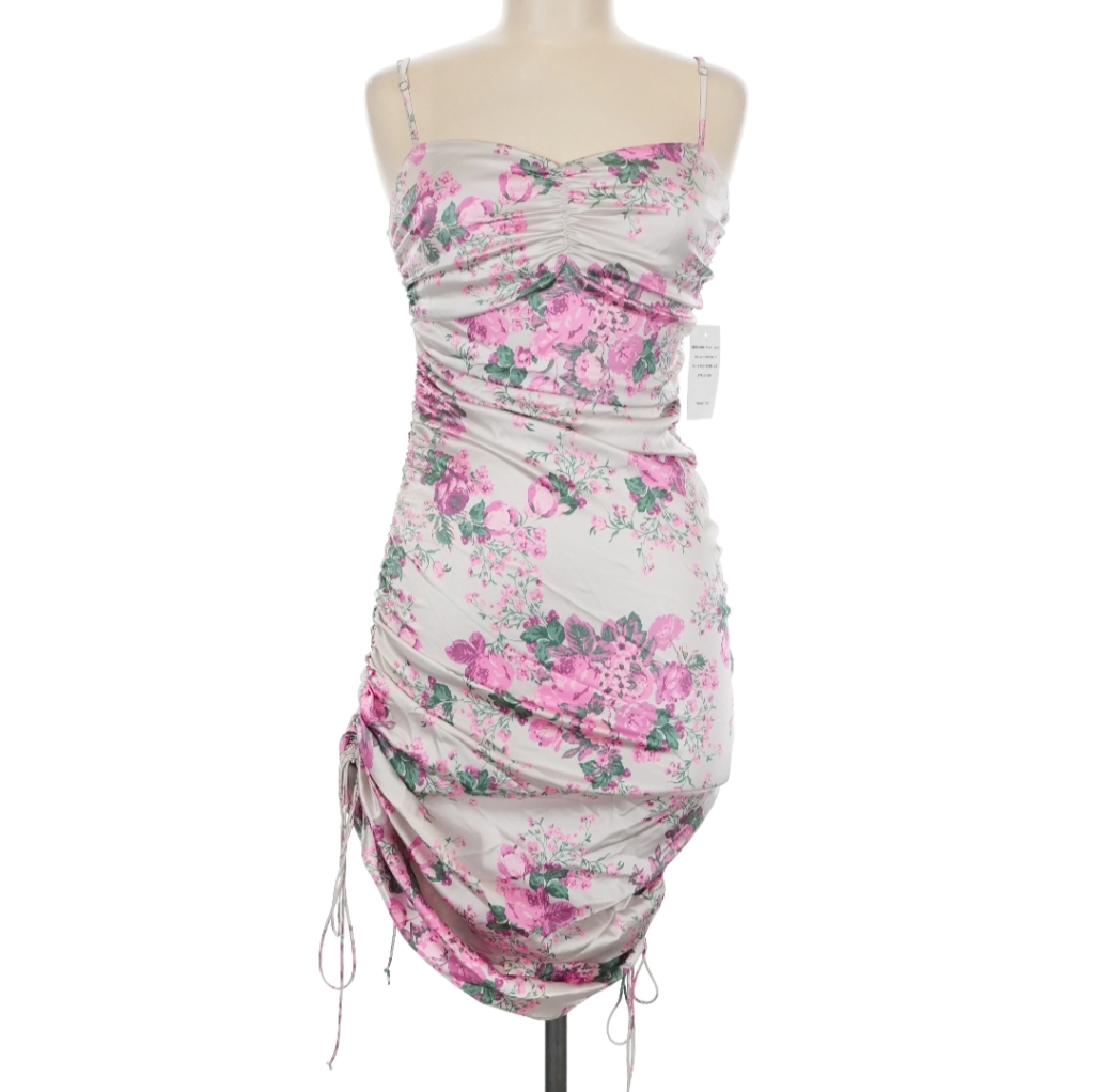 For Love And Lemons Floral Ruched Midi Dress Medium